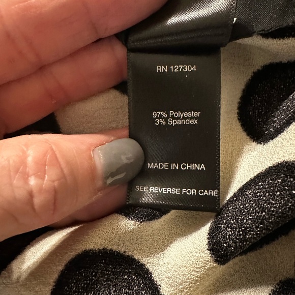 Ali Miles XL pullover white and black polka dot top with cowl neck large buttons - Picture 8 of 8